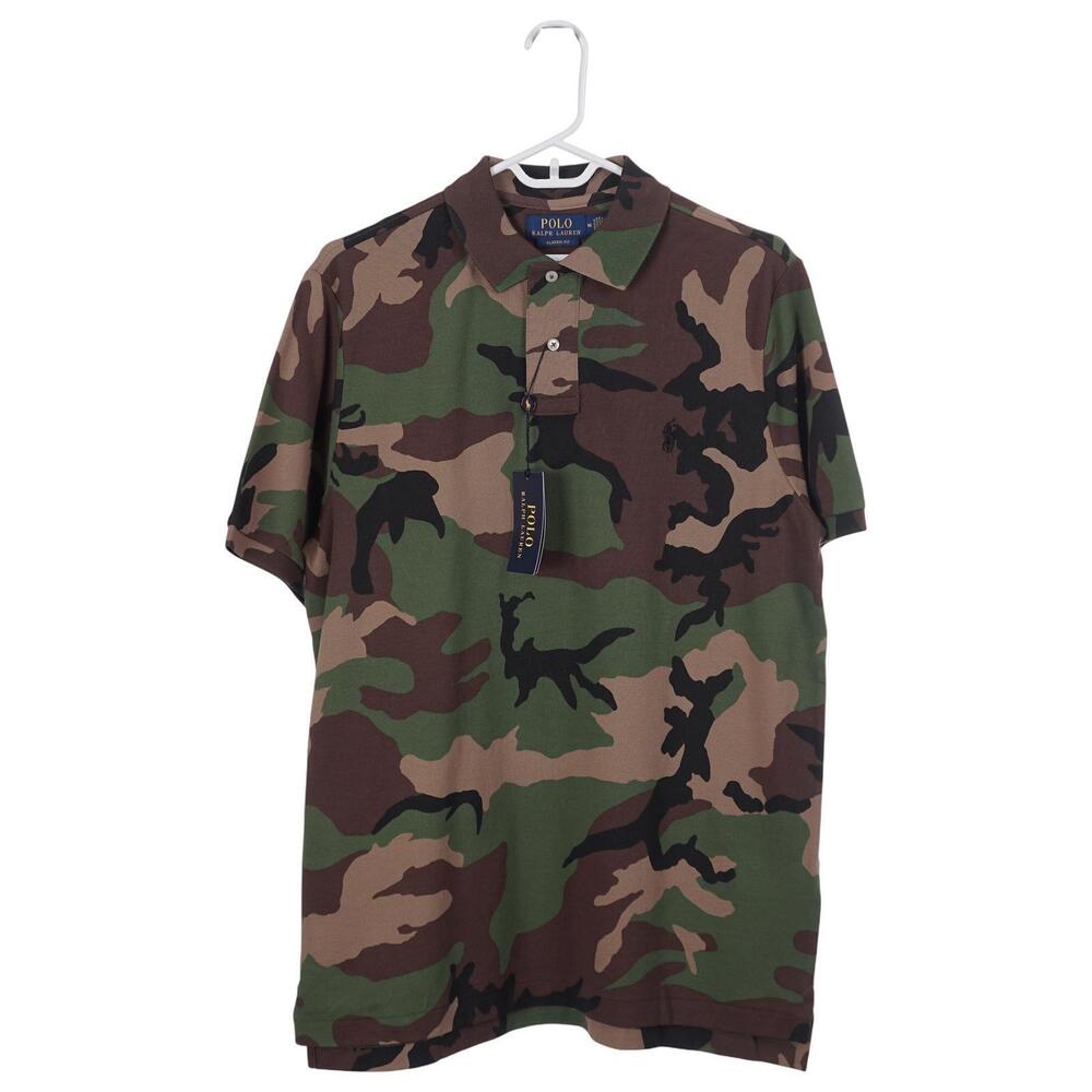 NWT Polo Ralph Lauren Polo Shirt M Camo Classic Fit Short Sleeve Cotton Mesh
